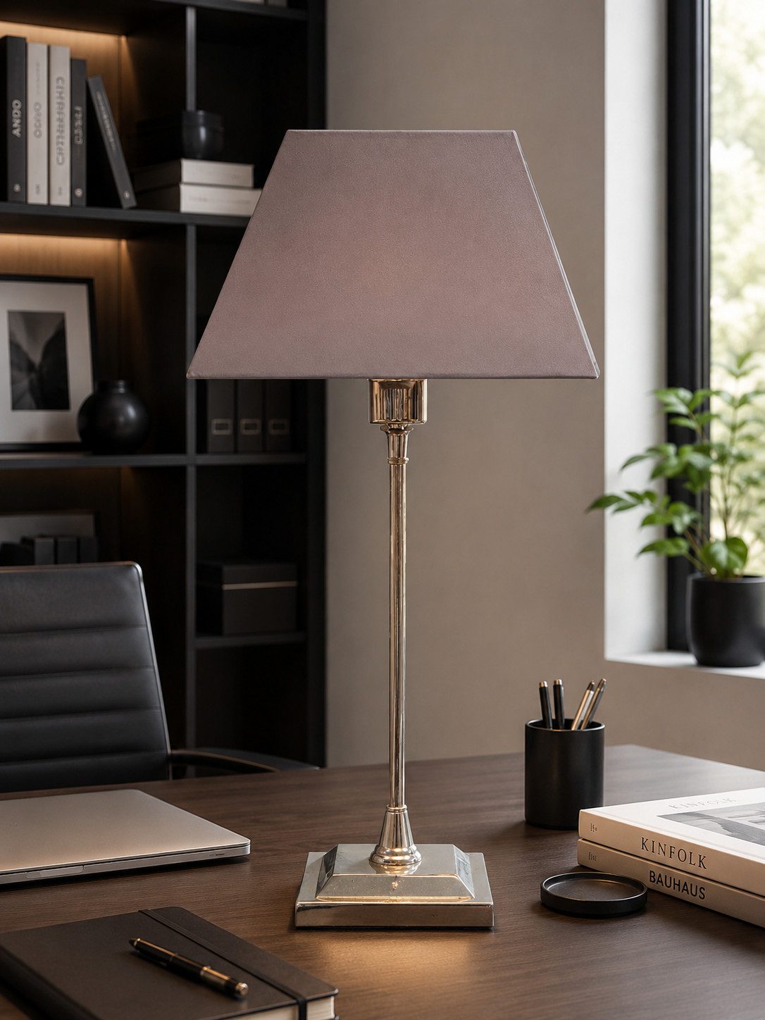 AMBIENTE-LEBENSART.DE Lampenschirm Elegant Taupe Eckig Leinen Optik konisch geformt Edel
