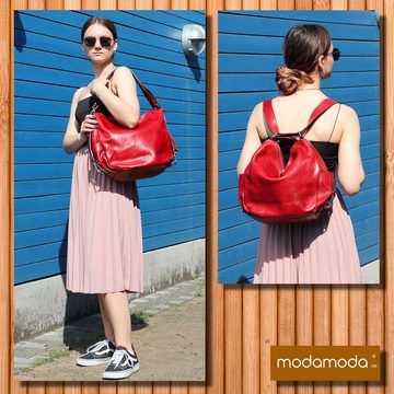 modamoda de Schultertasche T176, Echtleder Handmade in Italy