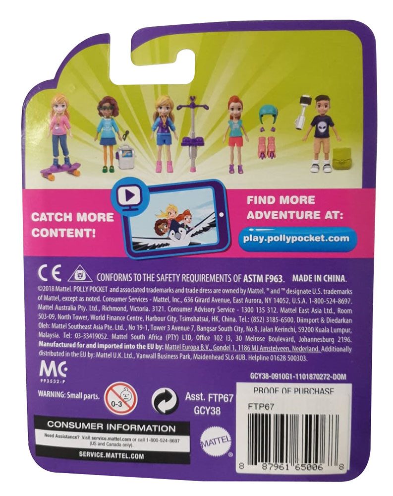 Polly Pocket Stehpuppe Polly Pocket + Lila - POGO-A-GOGO Pogo-Jumper, Hose, 2er-Set