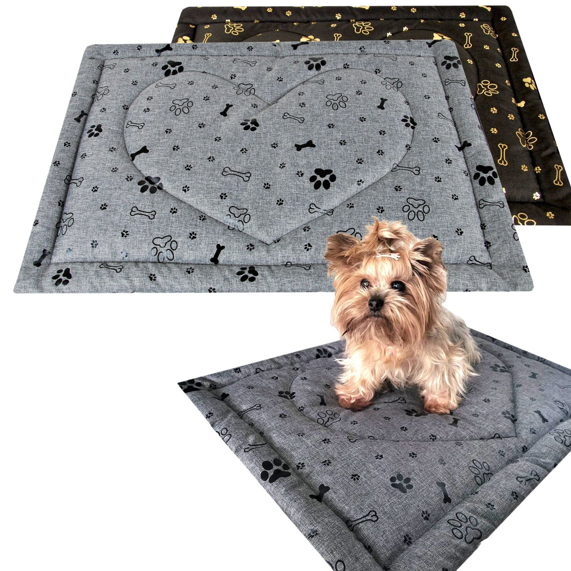 Pimpus Hundematte PIMPUS Hundematte Gr. M/L/XL Waschbar Rutschfest Hundebett Liegedecke, M - 50x70cm Braun/Gold