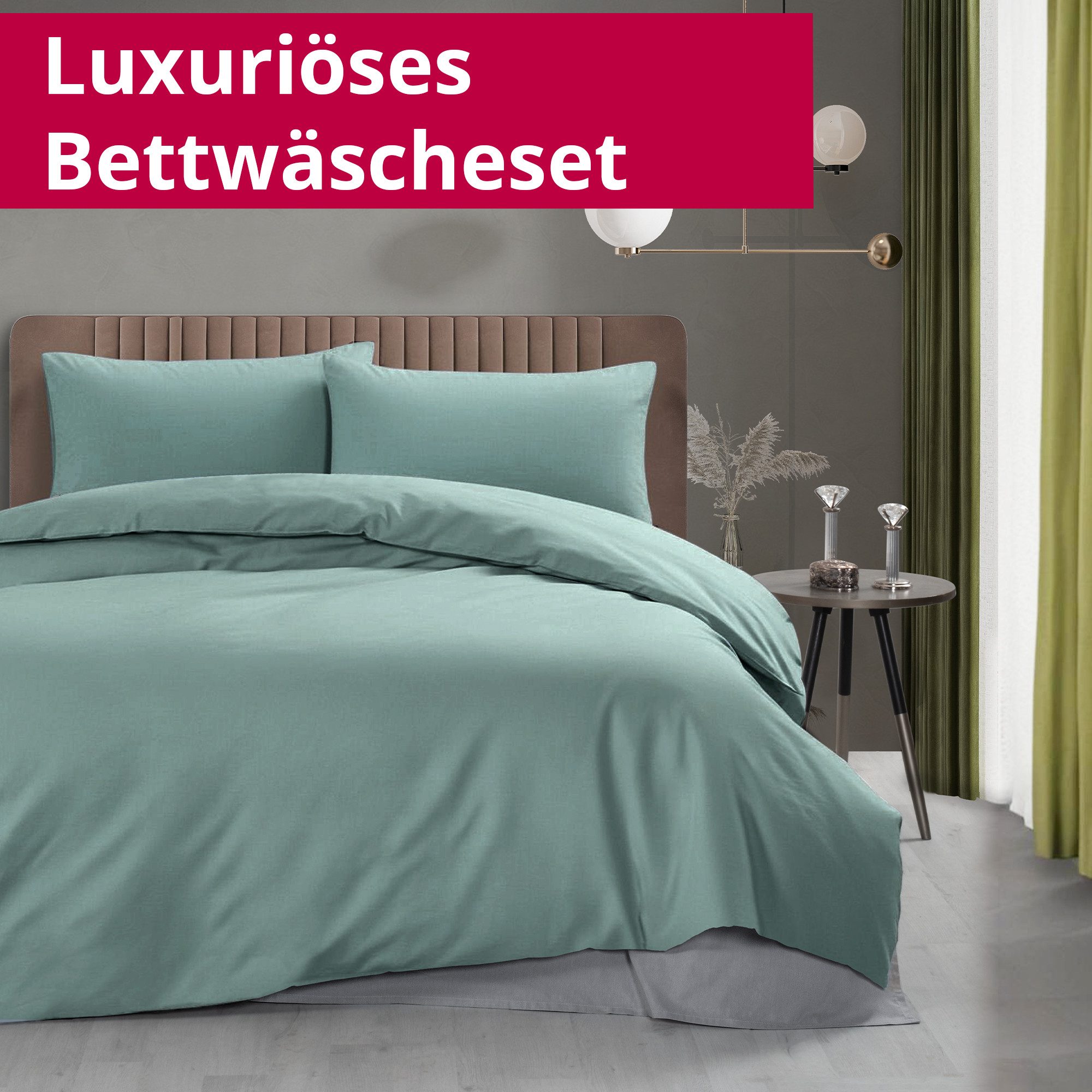 DecoHomeTextil Heimtextilmanufaktur Bettwäsche Set Bettgarnitur mit Reißverschluss Polycotton Uni