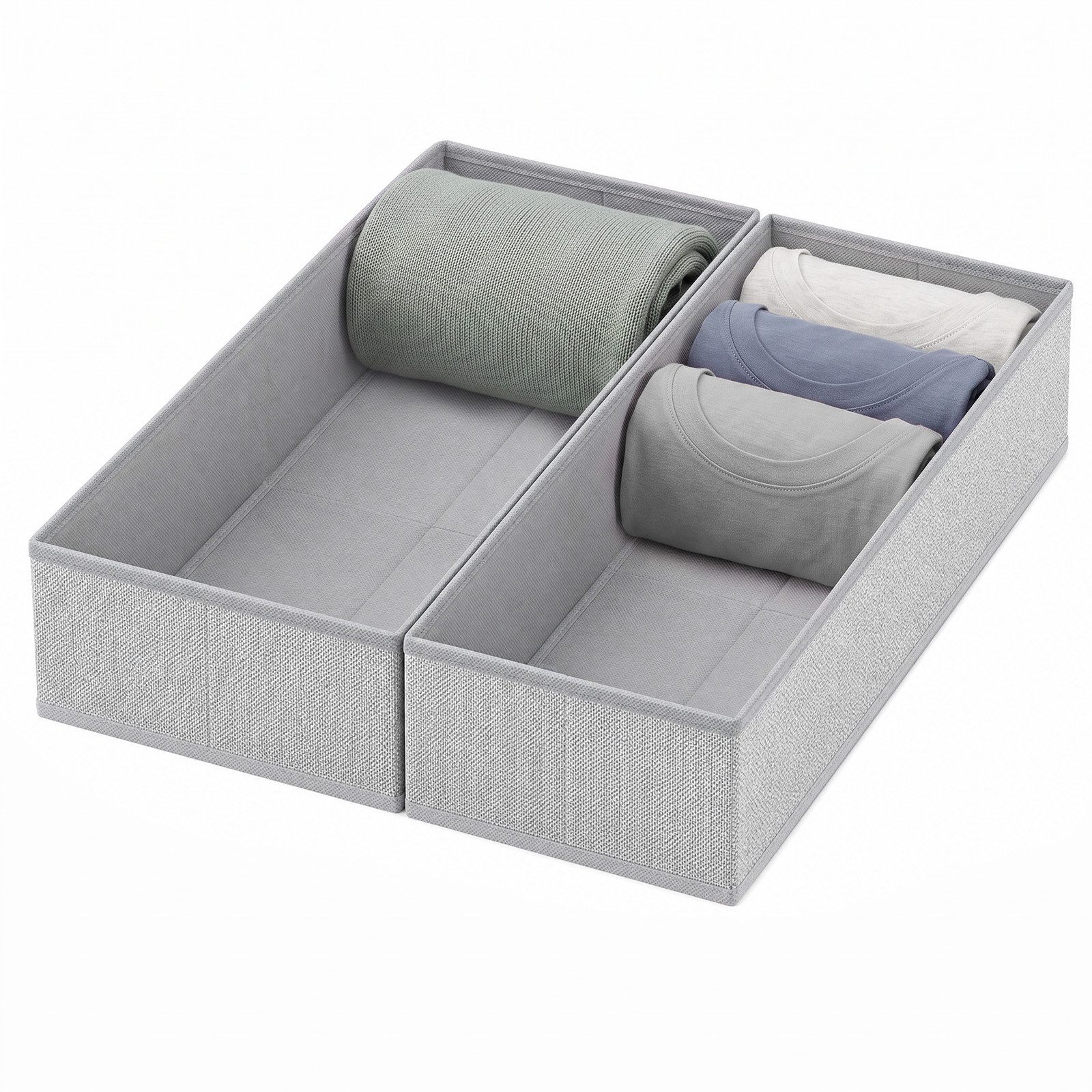 Sekey Aufbewahrungsbox Aufbewahrungsboxen für Schubladen, faltbare Stoffboxen aus Vliesstoff (2 St), 17,5 x 41 x 11 cm, ohne Fächer, für Unterwäsche, Socken und Kleinteile
