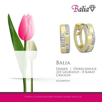 Balia Paar Creolen Balia Creolen für Damen 8K Gold (Creolen), Damen Creolen Rechteck aus 333 Gelbgold - 8 Karat, Farbe: weiß, gold