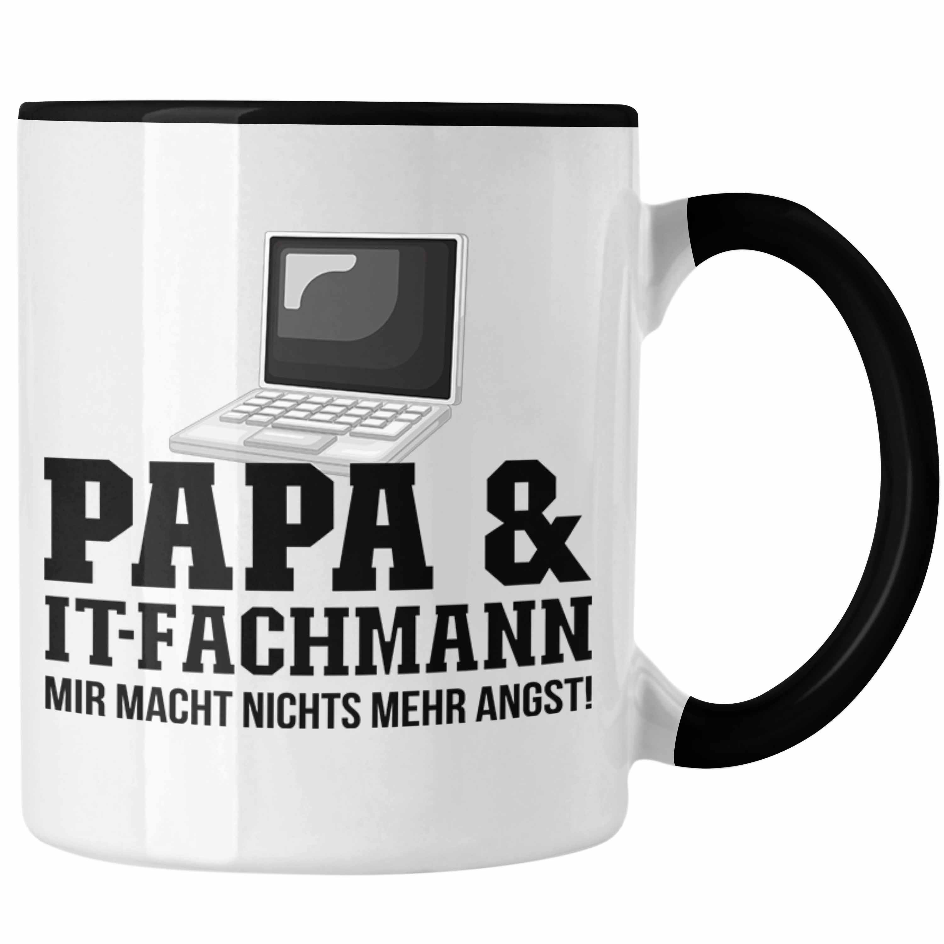 Trendation Tasse Trendation - Papa und IT-Fachmann Tasse Geschenkidee Vater für IT Tech Schwarz