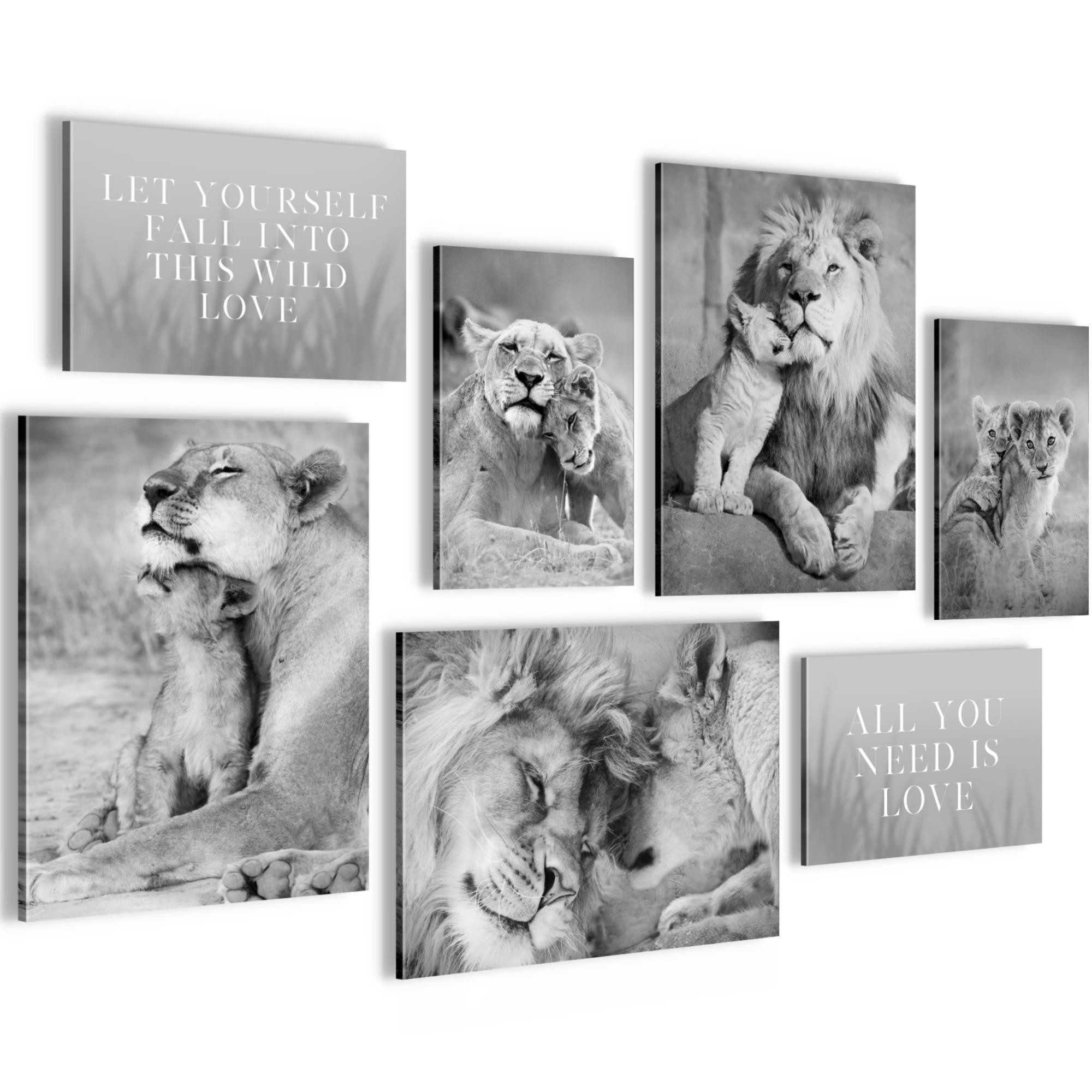 Novart Wandbild Löwen, Farbig oder Schwarzweiß günstig online kaufen