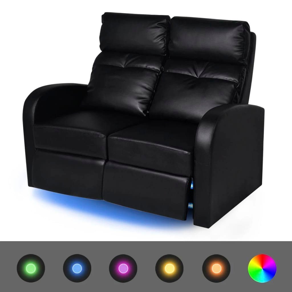 vidaXL Sofa Relaxsessel 2-Sitzer mit LED Kunstleder Schwarz | Alle Sofas