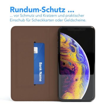 EAZY CASE Handyhülle Bookstyle Vintage für Apple iPhone XS Max 6,5 Zoll, Handy Klappcase mit Kartenfächer Kunstleder Handytasche Etui Braun