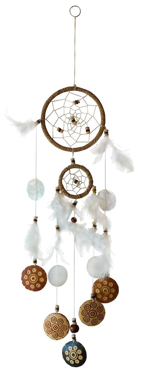 Saraswati Traumfänger Traumfänger "Coco" Sisal natur mit 1TF 12cm und 1TF 6cm, mit gravierte