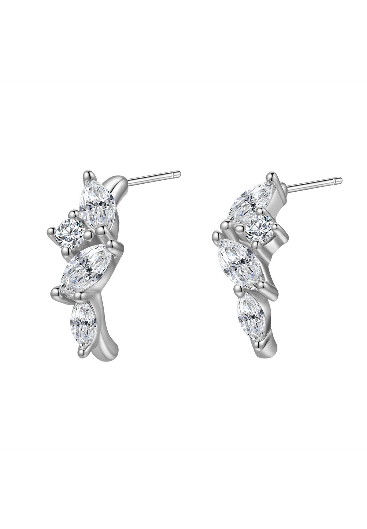Paar Creolen Ohrstecker Marquise, 925er Silber