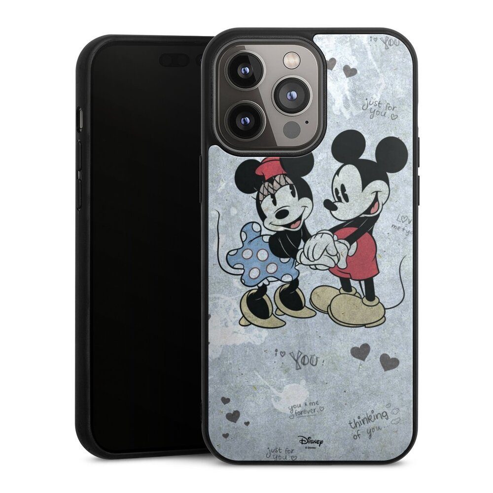 DeinDesign Handyhülle Disney Mickey & Minnie Mouse Vintage Mickey&Minnie In Love, Apple iPhone 14 Pro Max Gallery Case Glas Hülle