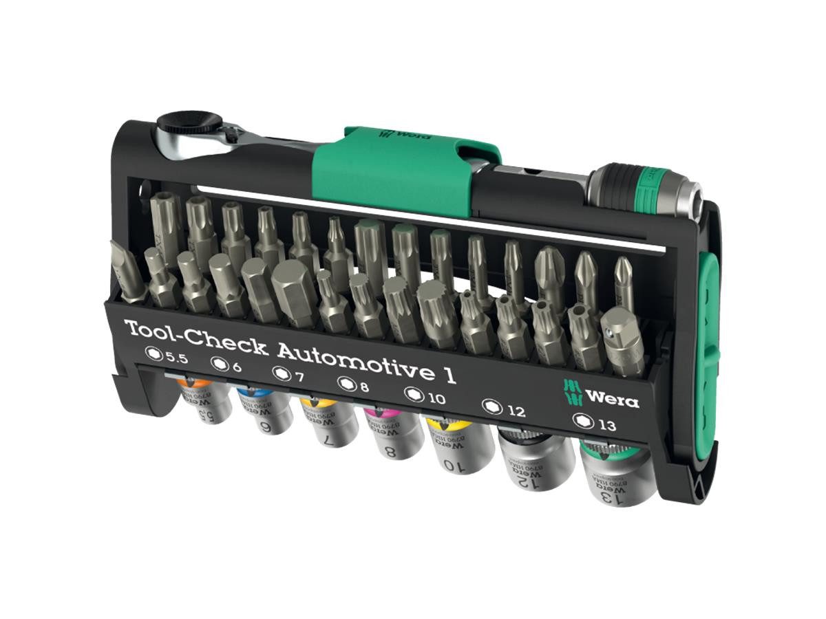 Wera Bit-Set Tool-Check Automotive 1, Set, 38-teilig, 1/4"-Bit-Ratsche, Farbkennzeichnung nach Größen