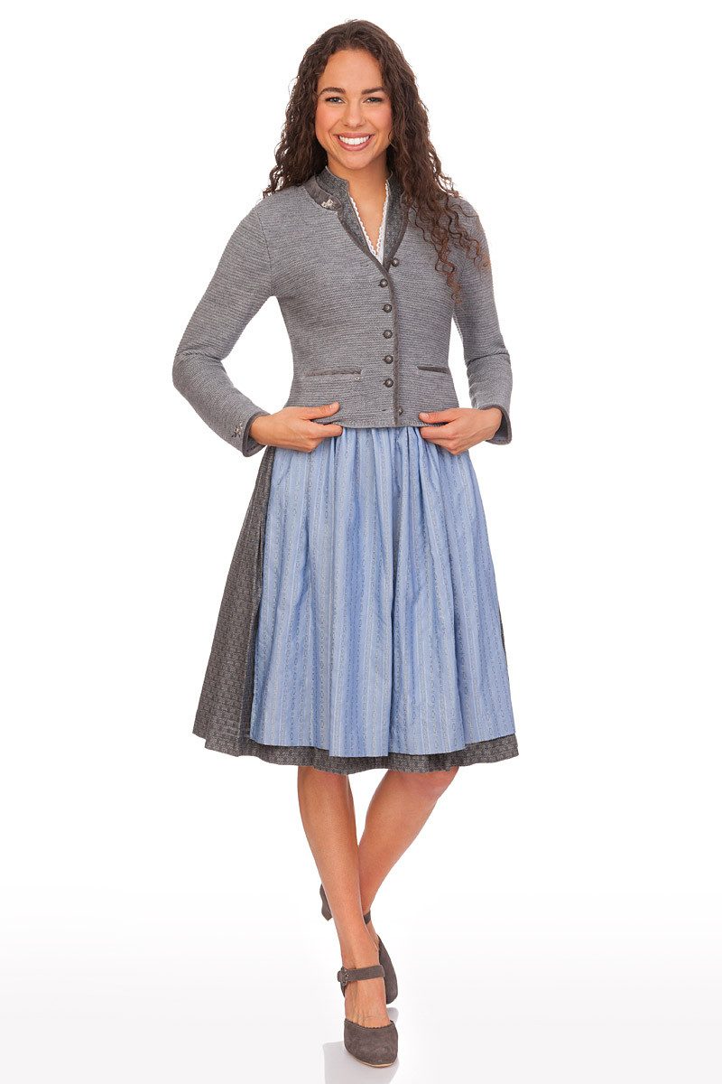 Spieth & Wensky Trachtenjacke Trachten Strickjacke - MALTA - hellgrau, weinrot – Bild 5 von 5