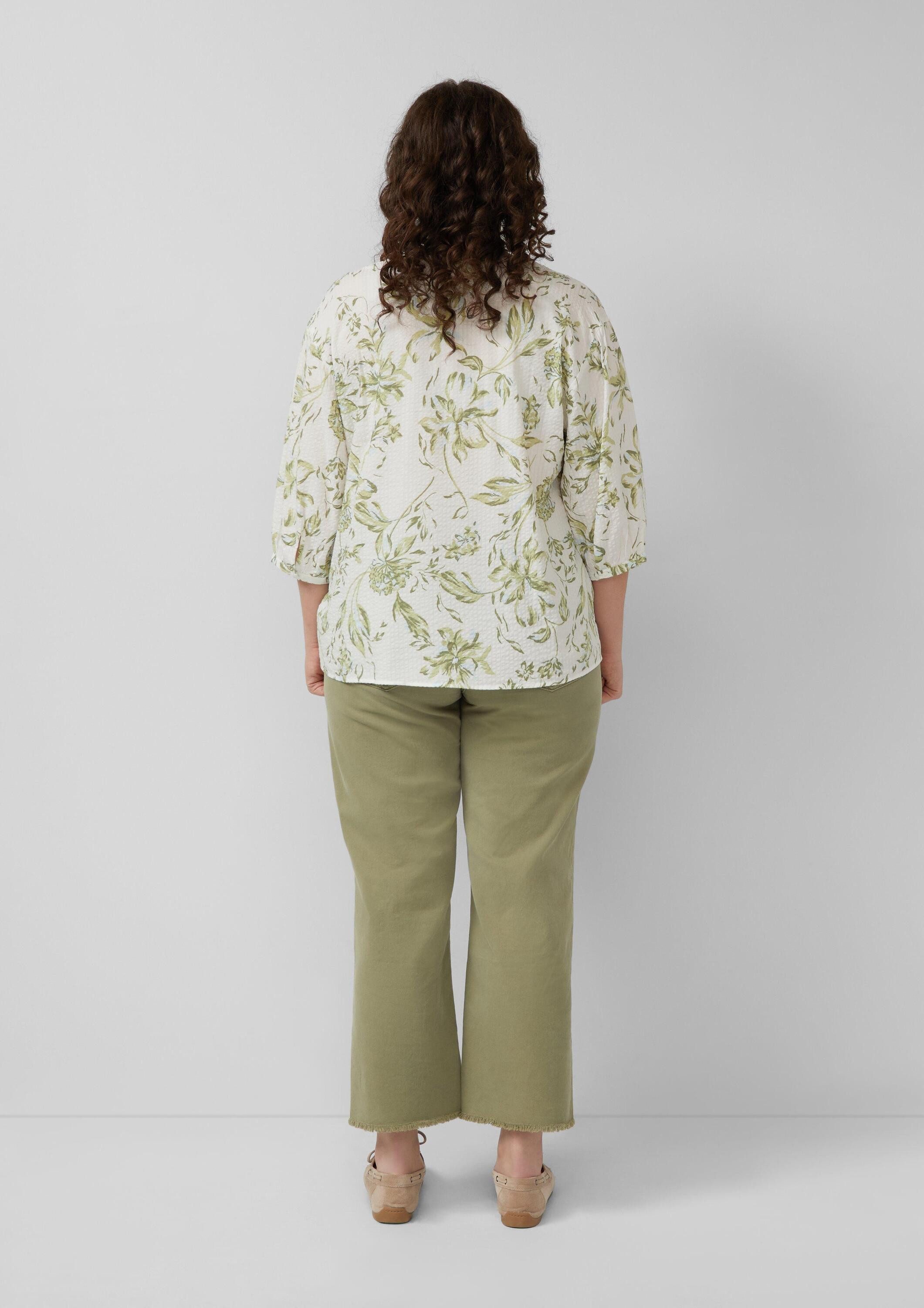 s.Oliver Kurzarmbluse Bluse Bluse aus Seersucker mit Raffungen