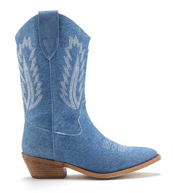 LASCANA Cowboy Boots Cowboy Stiefelette, Western Stiefelette, Ankleboots im Denim-Look