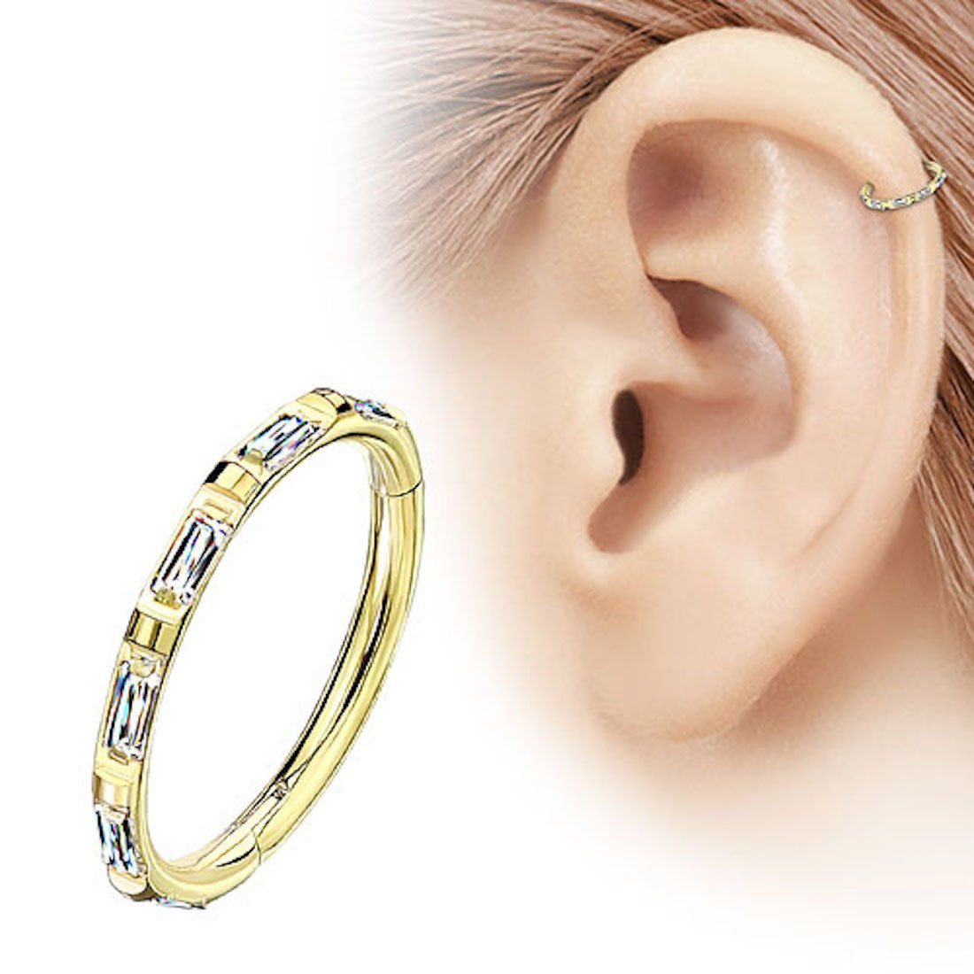 Taffstyle Nasenpiercing Piercing Nase Clicker rechteckige Kristalle, Segmen günstig online kaufen