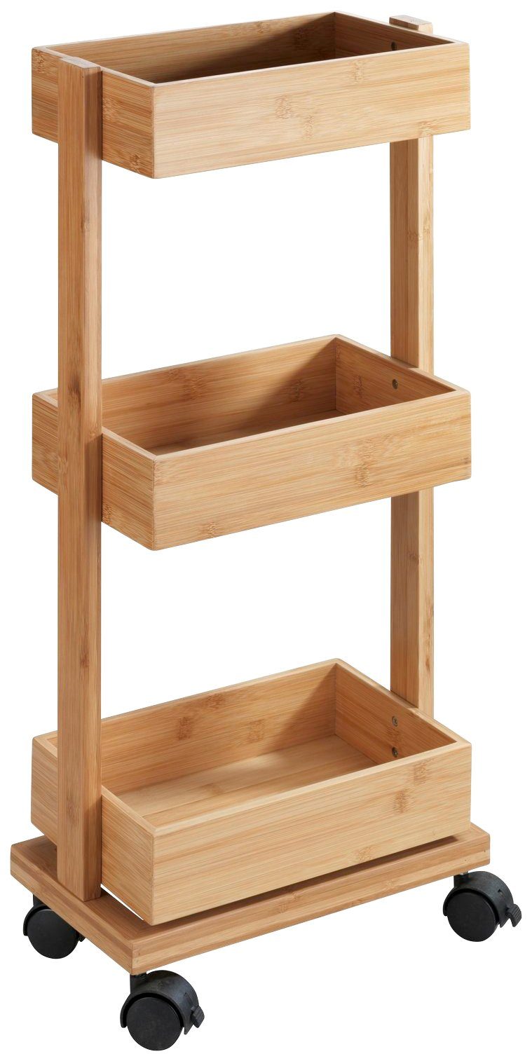 WENKO Rollwagen Regal Tortona, Badezimmer-Schrank mit 3 Ablagen