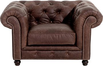 Max Winzer® Polstergarnitur Old England, (Spar-Set, 3-tlg), Chesterfield Ledergarnitur mit Knopfheftung & Ziernägeln