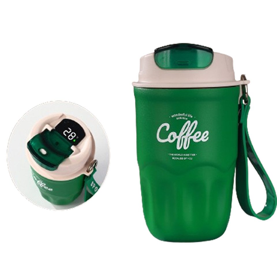 Minicloss Thermobecher 360ml Thermobecher Edelstahl, Kaffeebecher to go Thermo, mit Deckel Auslaufsicher, Intelligente Temperaturanzeige Isolierbecher