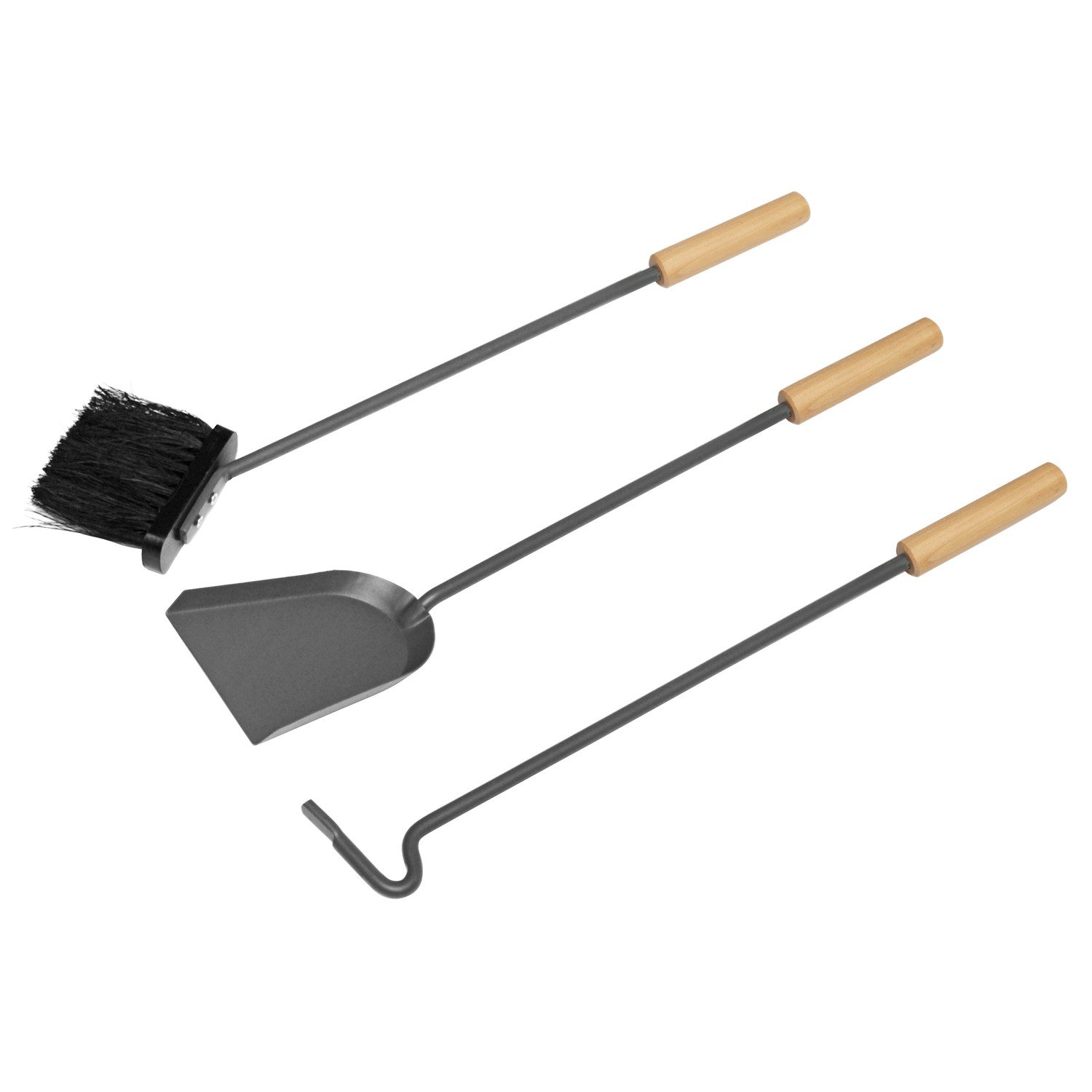 Raik Kamingarnitur Raik Kaminbesteck Gustav, 3-teilig, Anthrazit, Holzgriffe, 60cm