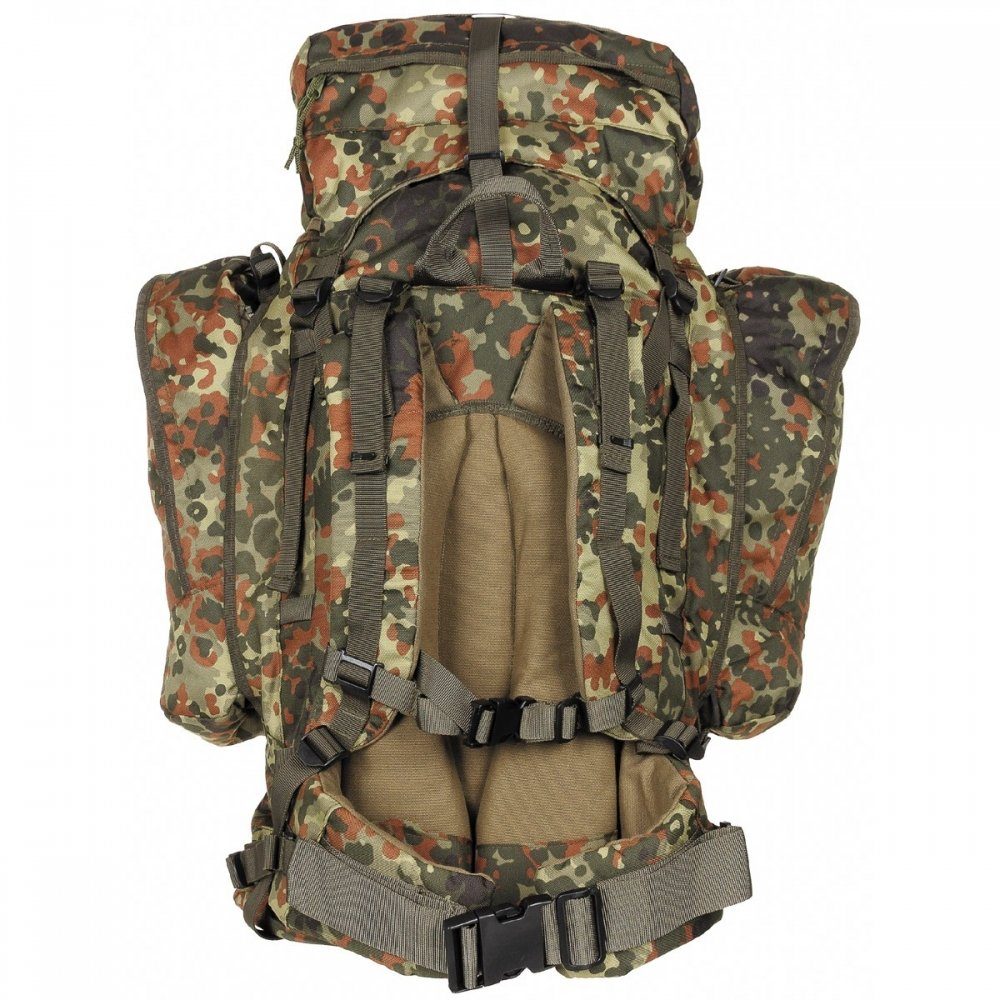 Trekkingrucksack 2 Seitentaschen, Seitentaschen (Daypacks) abnehmbare MFH Rucksack,"Alpin110",flecktarn, 2 abnehmbare