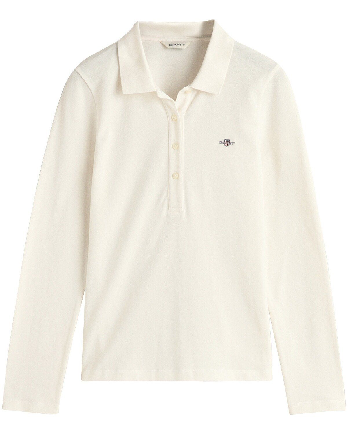 Gant Poloshirt Langarm-Piquepolo Slim Shield Eggshell