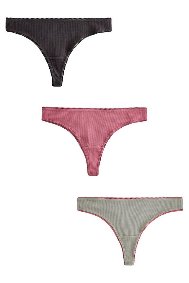 Next String 3er-Pack Slips aus gerippter Baumwolle, Tanga (3-St)