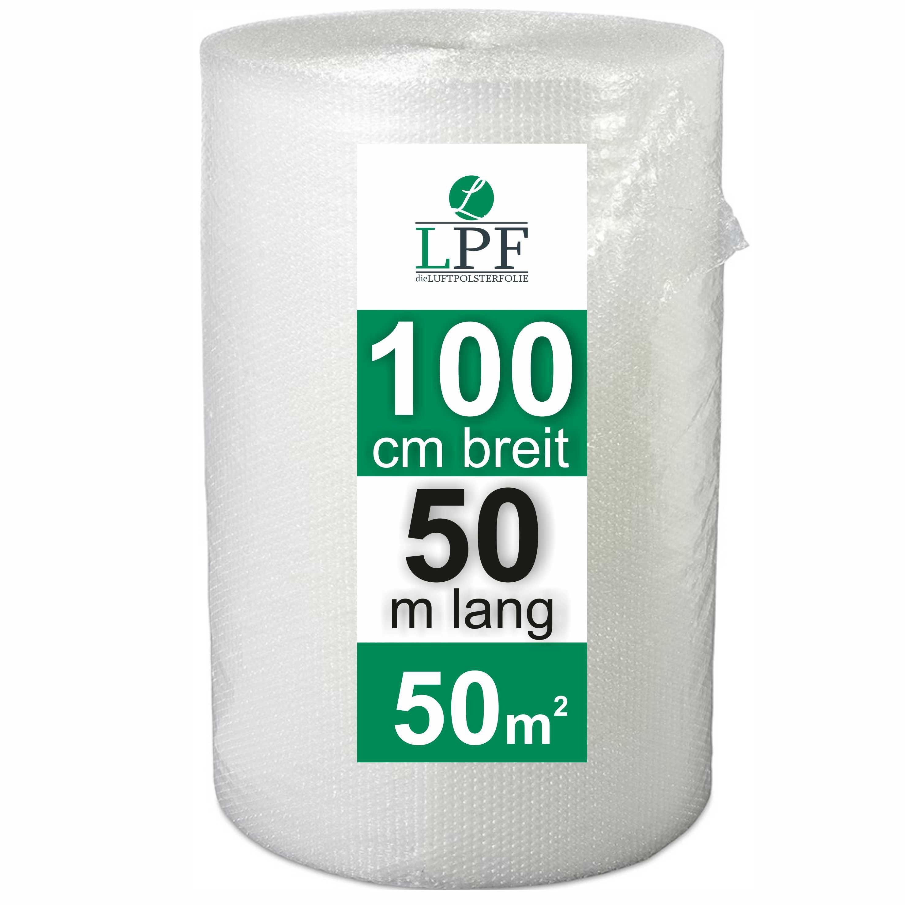 LPF dieLUFTPOLSTERFOLIE Schutzfolie Luftpolsterfolie Breite 100cm x Länge 50m Noppenfolie Verpackungsfolie