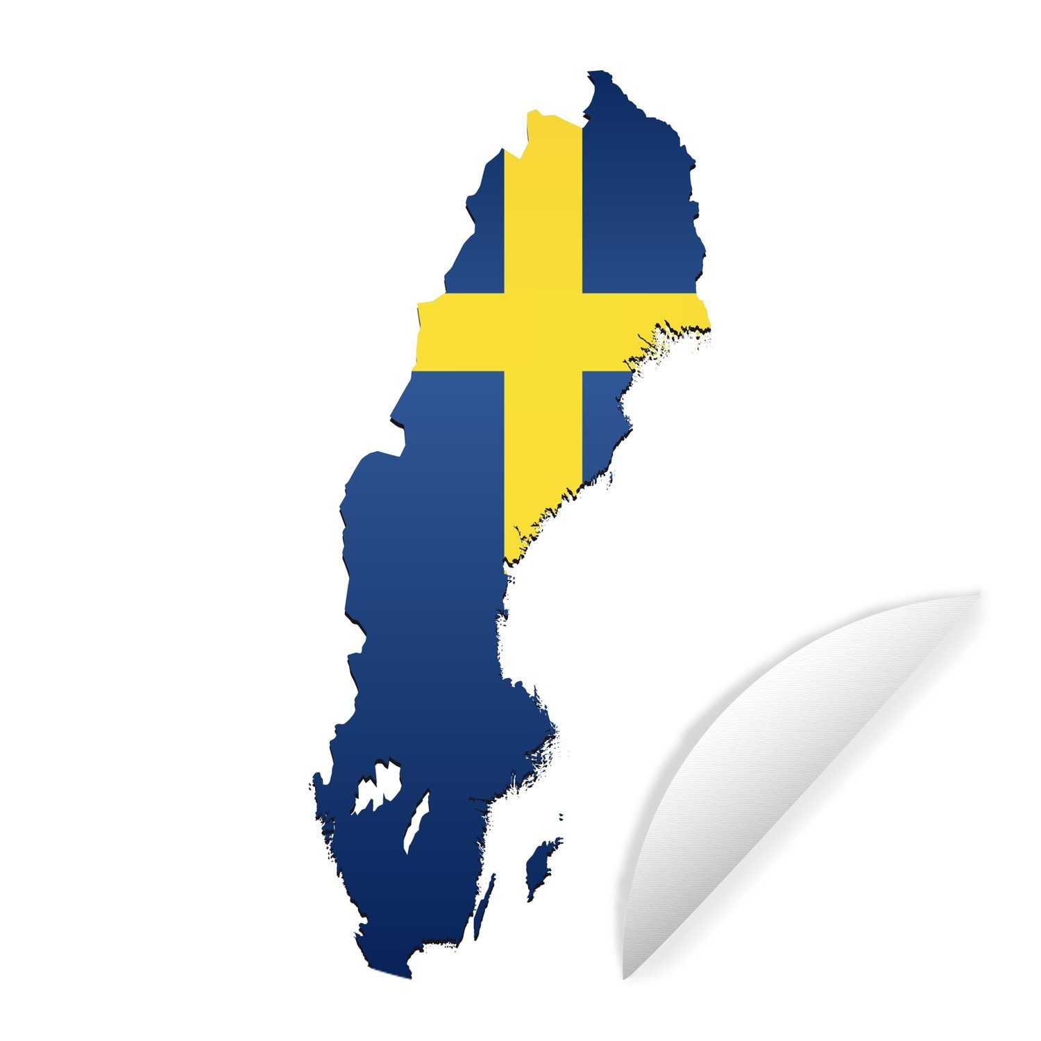 MuchoWow Wandsticker Illustration der Flagge von Schweden in Form des Landes (1 St), Tapetenkreis für Kinderzimmer, Tapetenaufkleber, Rund, Wohnzimmer