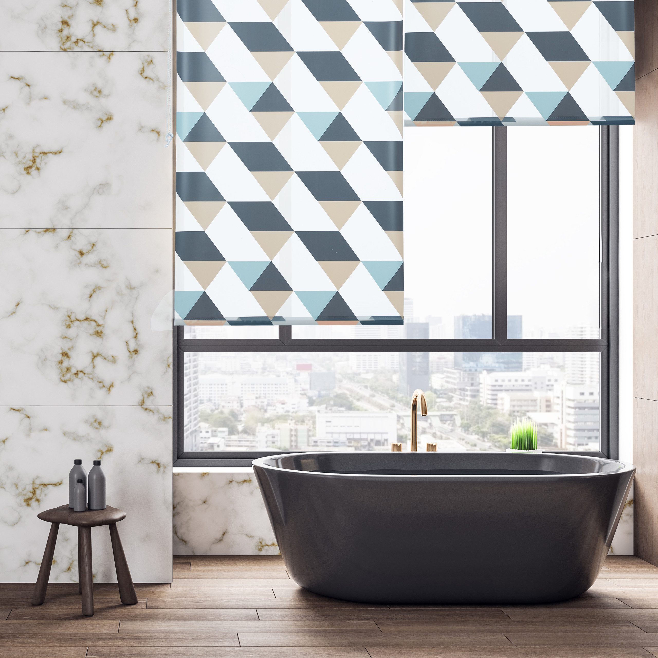 relaxdays Duschrollo mit geometrischem Desig Breite günstig online kaufen