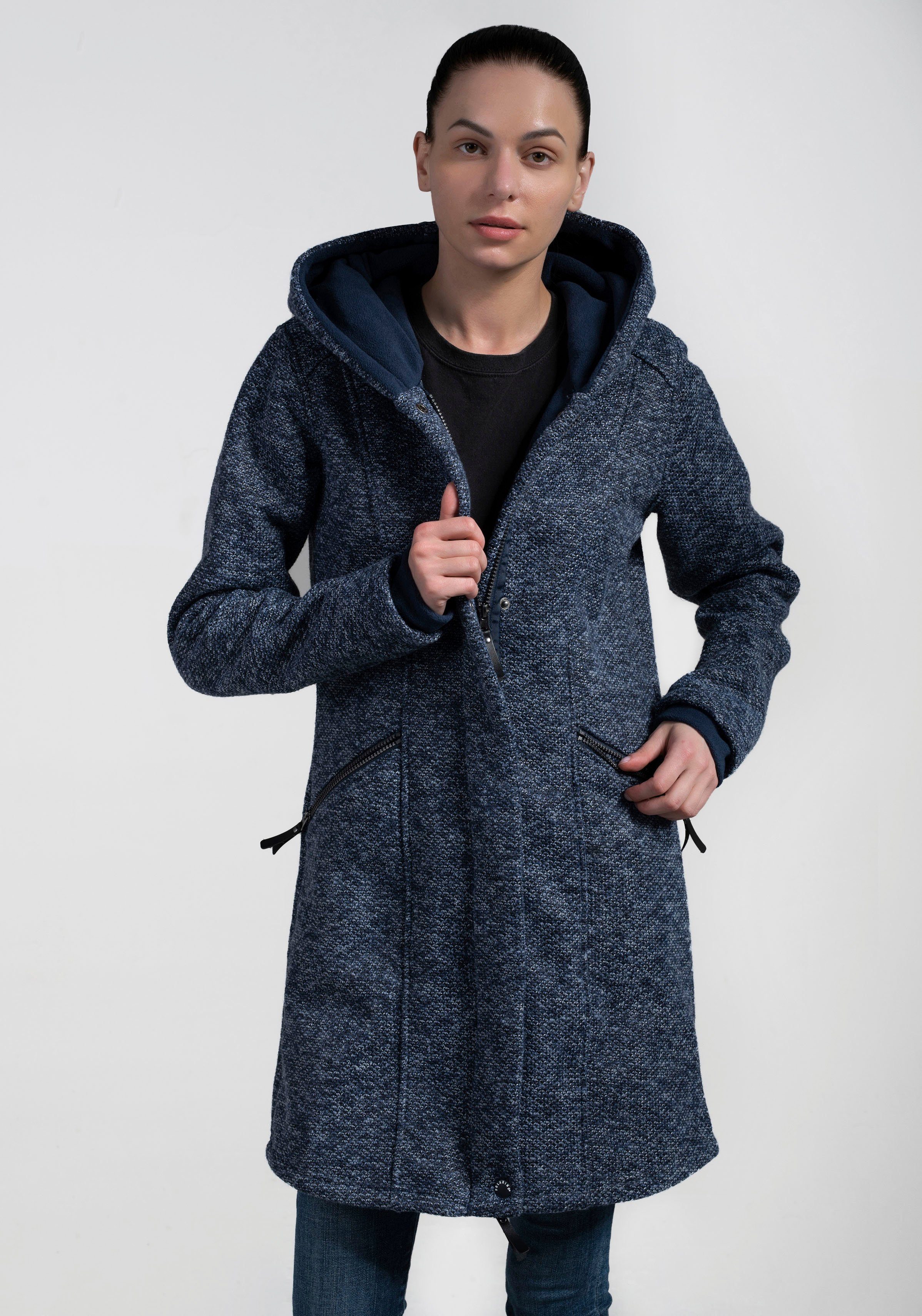 Polarino Strickmantel atmungsaktiv und wärmeisolierend. Strickoptik außen, günstig online kaufen