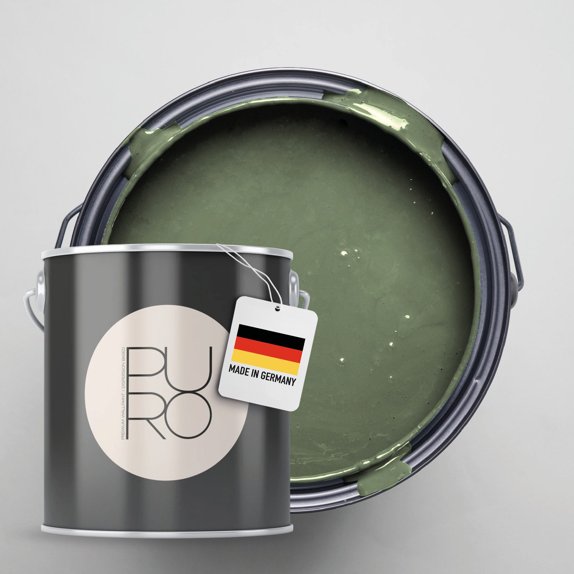 A.S. Création Wandfarbe Premium Innenwandfarbe PURO Tuchmatt sage green, ideal für Wohnzimmer, Schlafzimmer, Flur und Küche, Farbwelt Grün