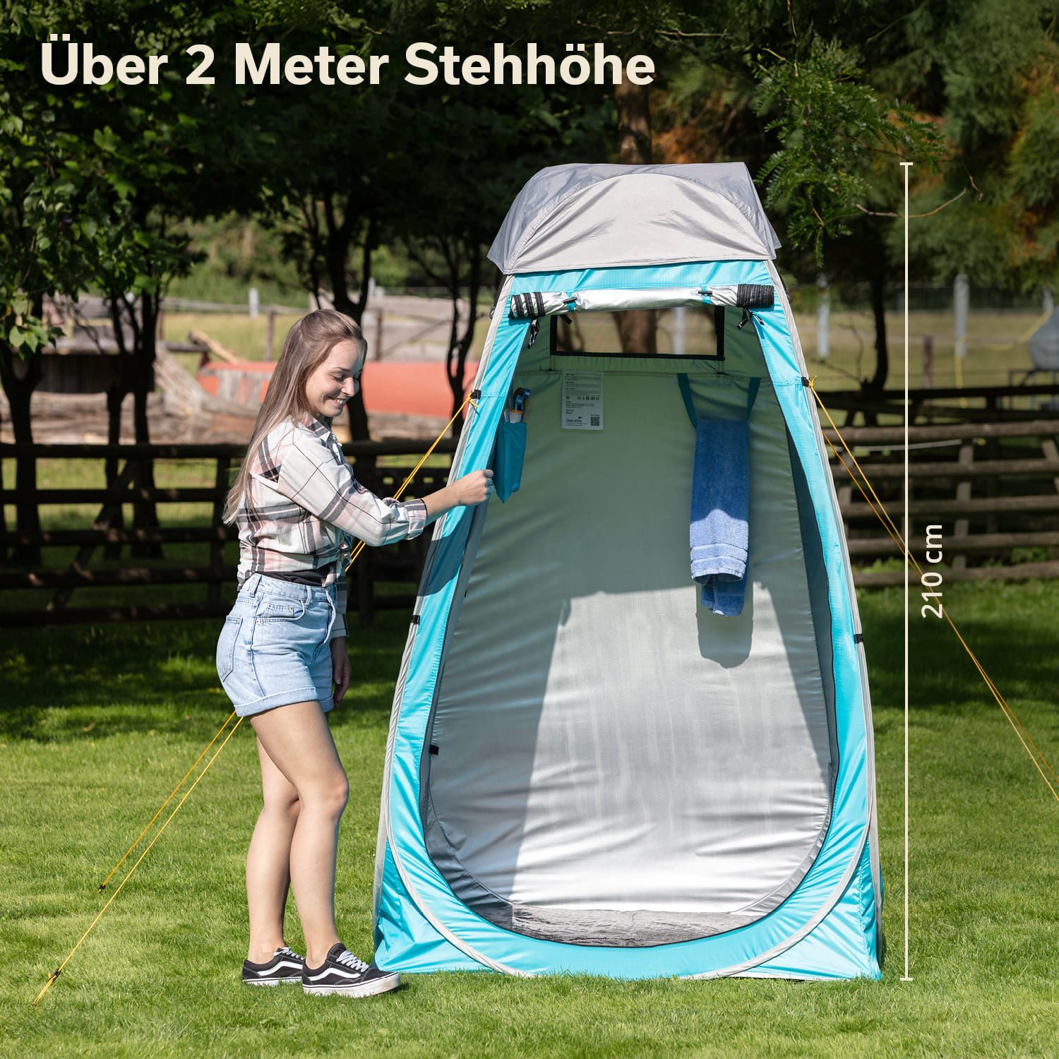 Skandika Kuppelzelt Camping Pop Up Duschzelt, Umkleidezelt, Toilettenzelt, 210 cm Stehhöhe, Blickdicht, separater Boden, Duschbefestigung, leicht