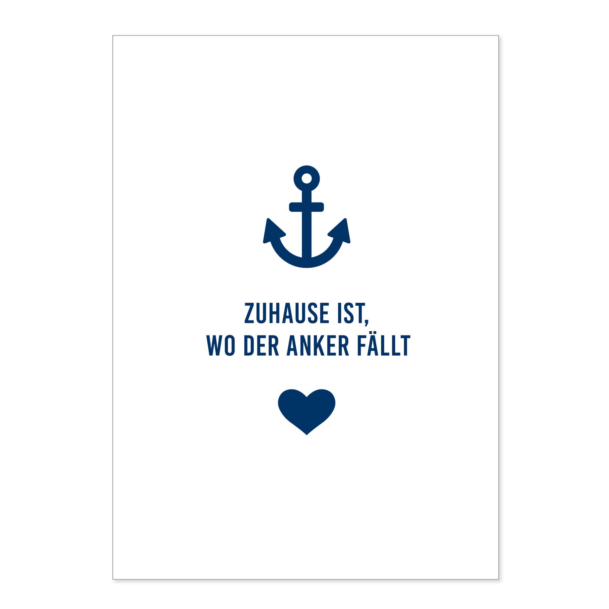 Postkarte Postkarte "Zuhause ist, wo der Anker fällt" aus Recyclingpapier