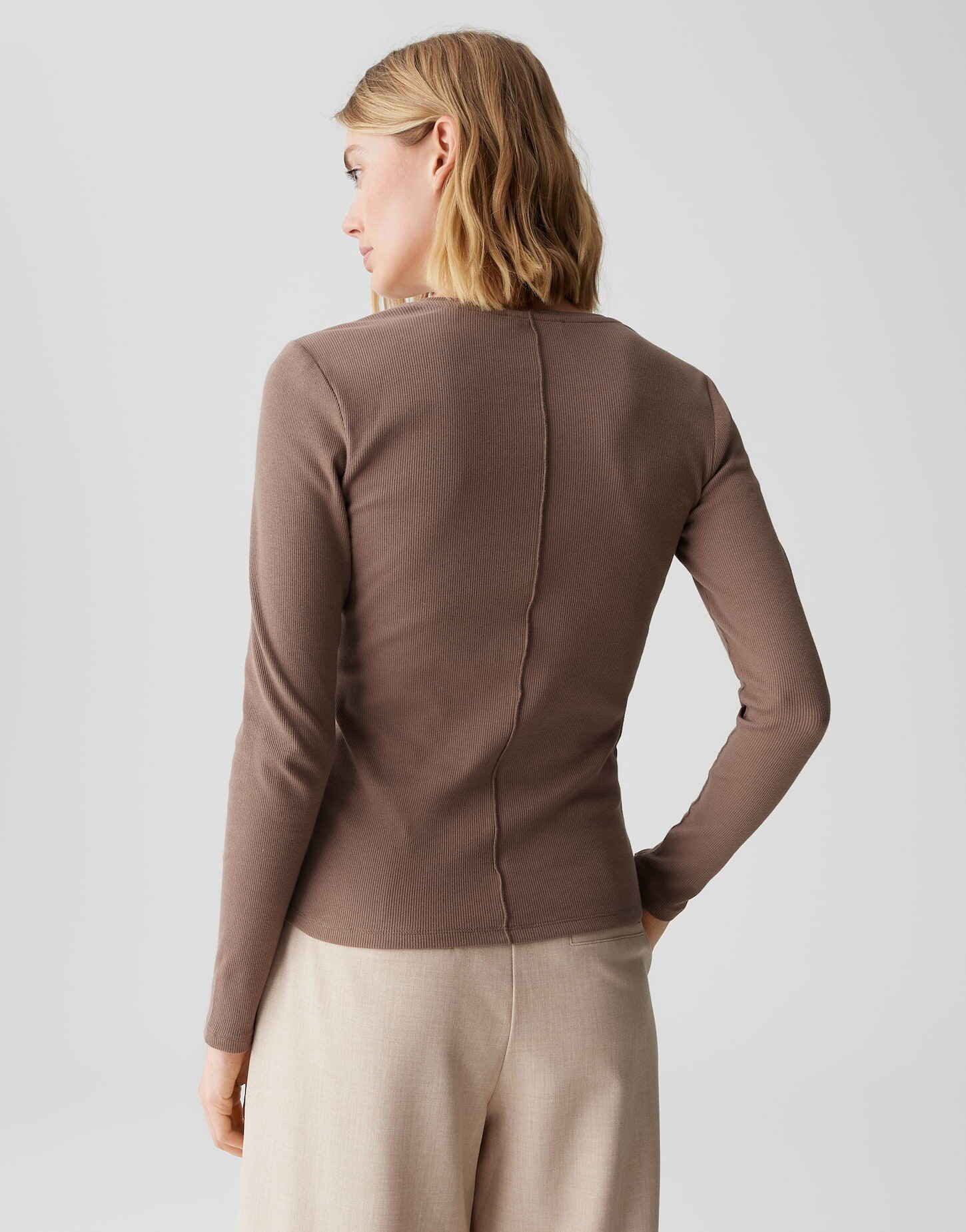 OPUS Langarmshirt SADALIE Slim aus BCI Cotton Mix schmale Passform, weicher Griff, elastischer Stoff