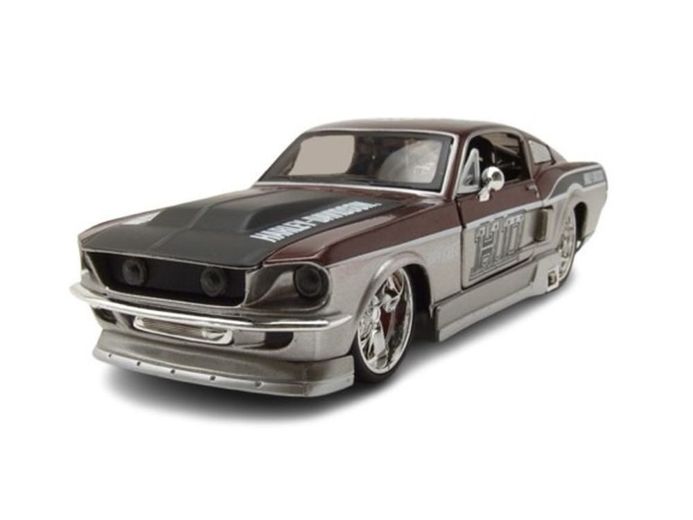 Maisto® Modellauto Ford Mustang GT 1967 silber kupfer Harley Davidson, Maßstab 1:24