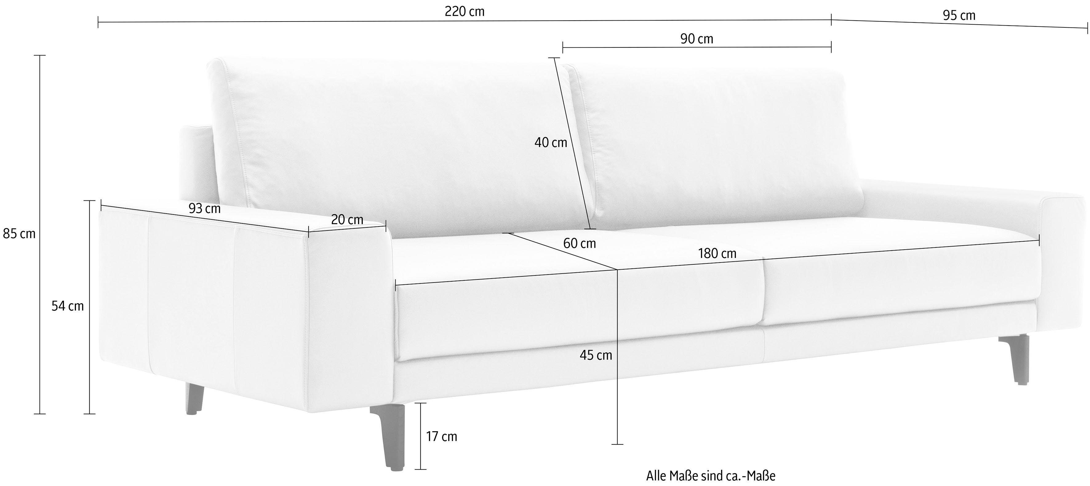 niedrig, hs.450, sofa Alugussfüße Armlehne Breite 3-Sitzer cm 220 hülsta in umbragrau, breit