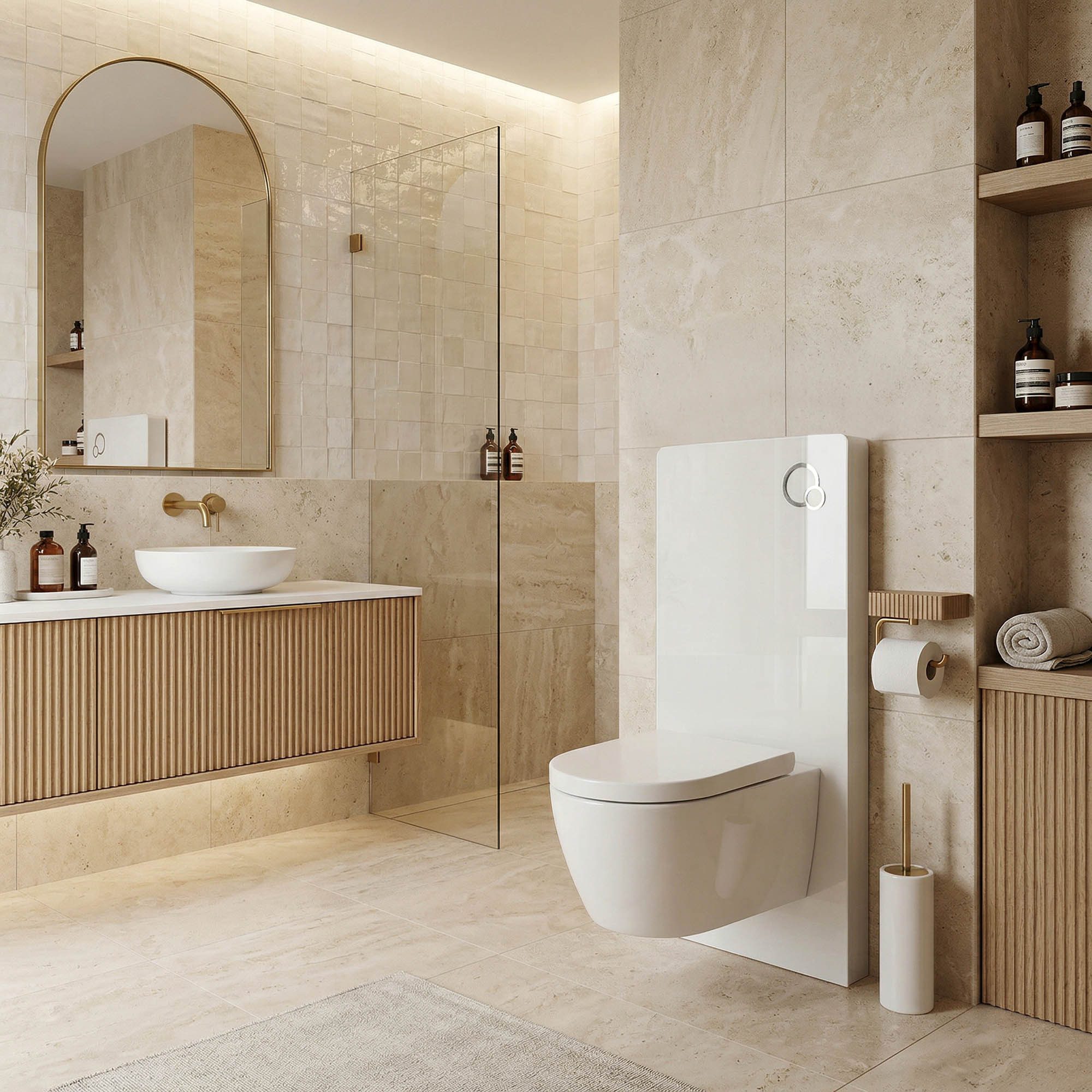 Bernstein Vorwandelement WC Sanitärmodul 805 Weiß, Aufputz-Sanitärmodul, Inkl. Betätigungsplatte, Wand-WC Vorwandelement Spülkasten