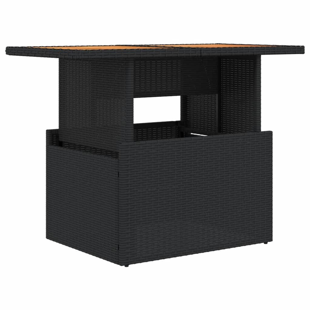 vidaXL Gartentisch Gartentisch Schwarz 100x55x73 cm Poly Rattan und nholz (1-St)