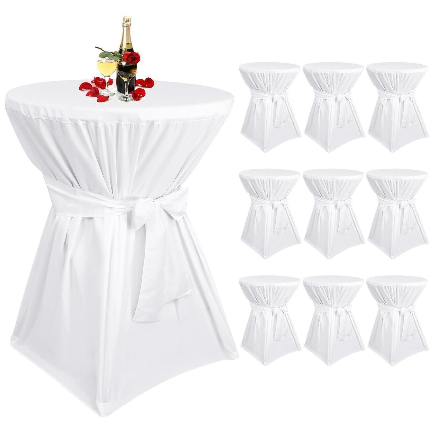LuxusKollektion Tischdecke Stehtischhülle Polyester Weiß Ø80cm 10 Stück