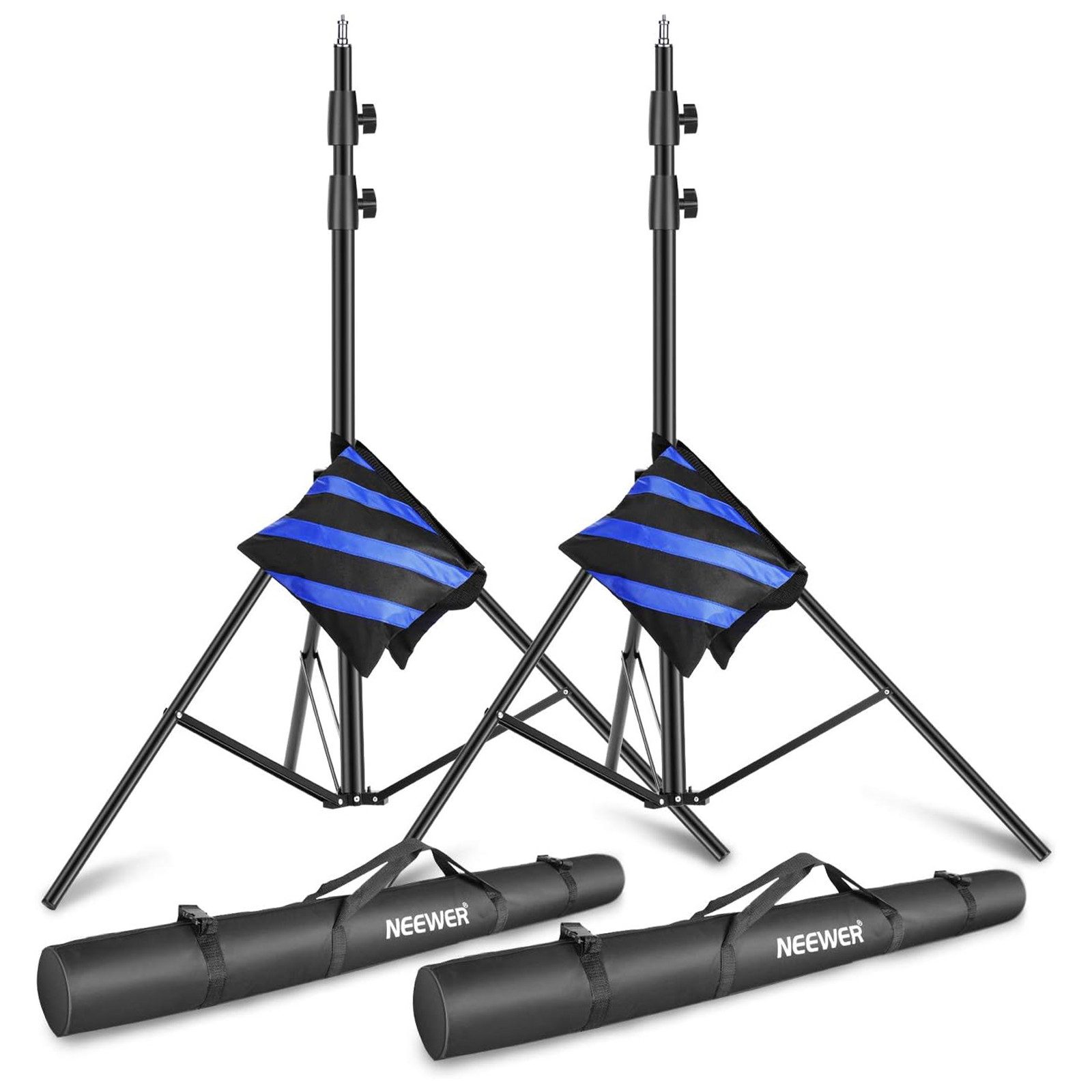 Neewer ST-300SB 2er Pack 3m Schwerlast federbelastet Metall Lichtstative Lampenstativ (Höhenverstellbar 120-300 cm, mit Sandsäcken, für Studio Fotografie)