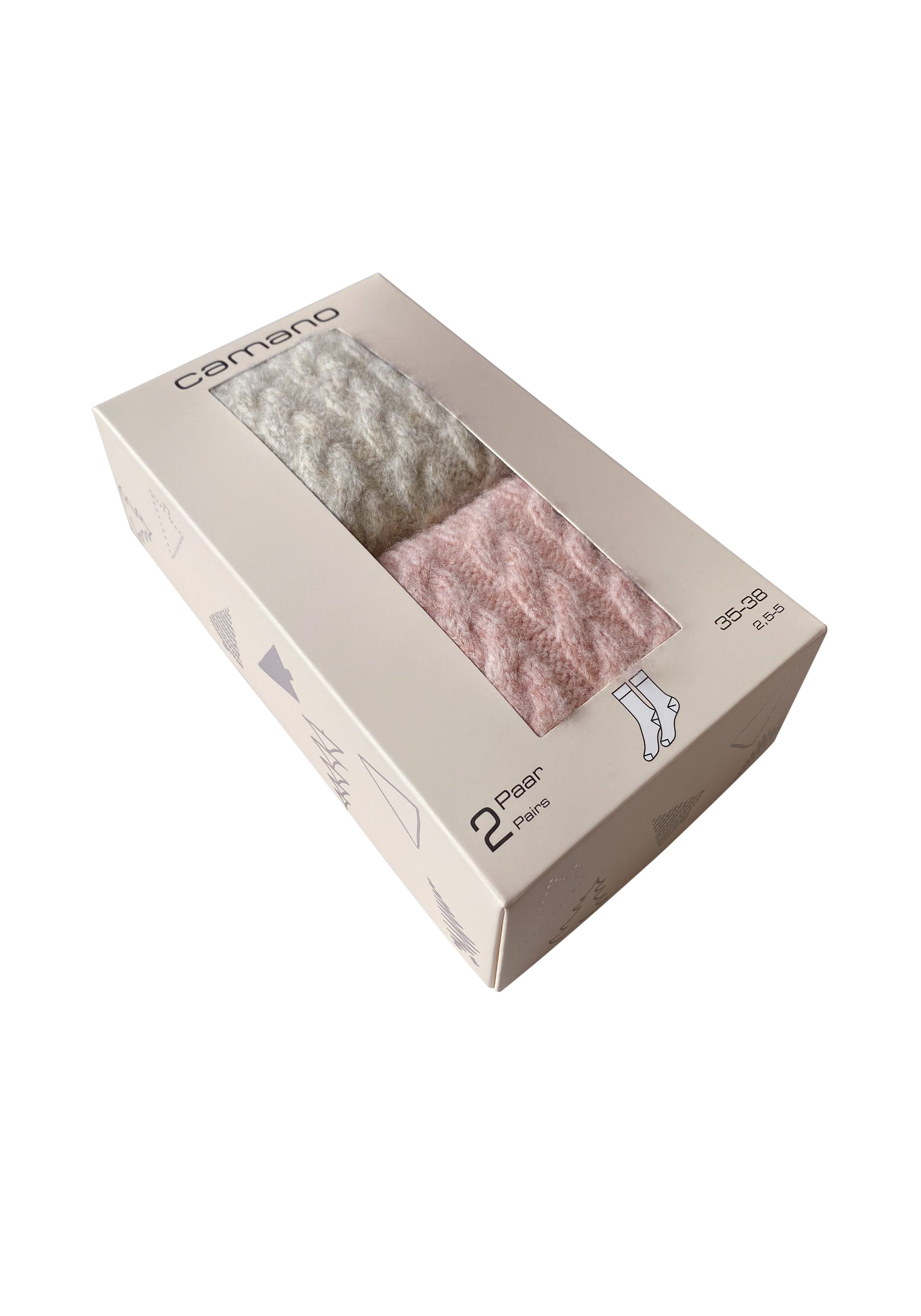 Camano Sneakersocken warm & cozy (2-Paar) mit Zopfmuster, Rippenbündchen