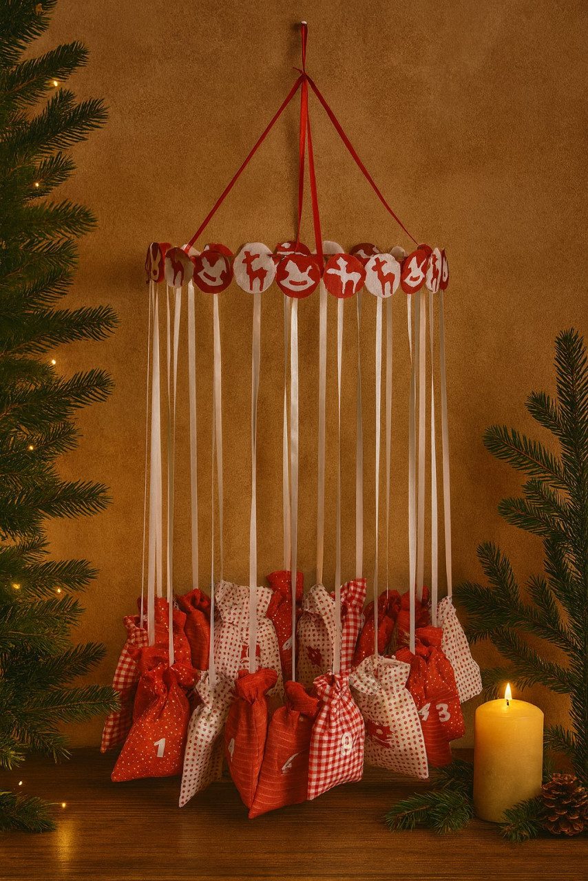 Trend Line Adventskalender TrendLine Deko Adventskalender rot weiß zum