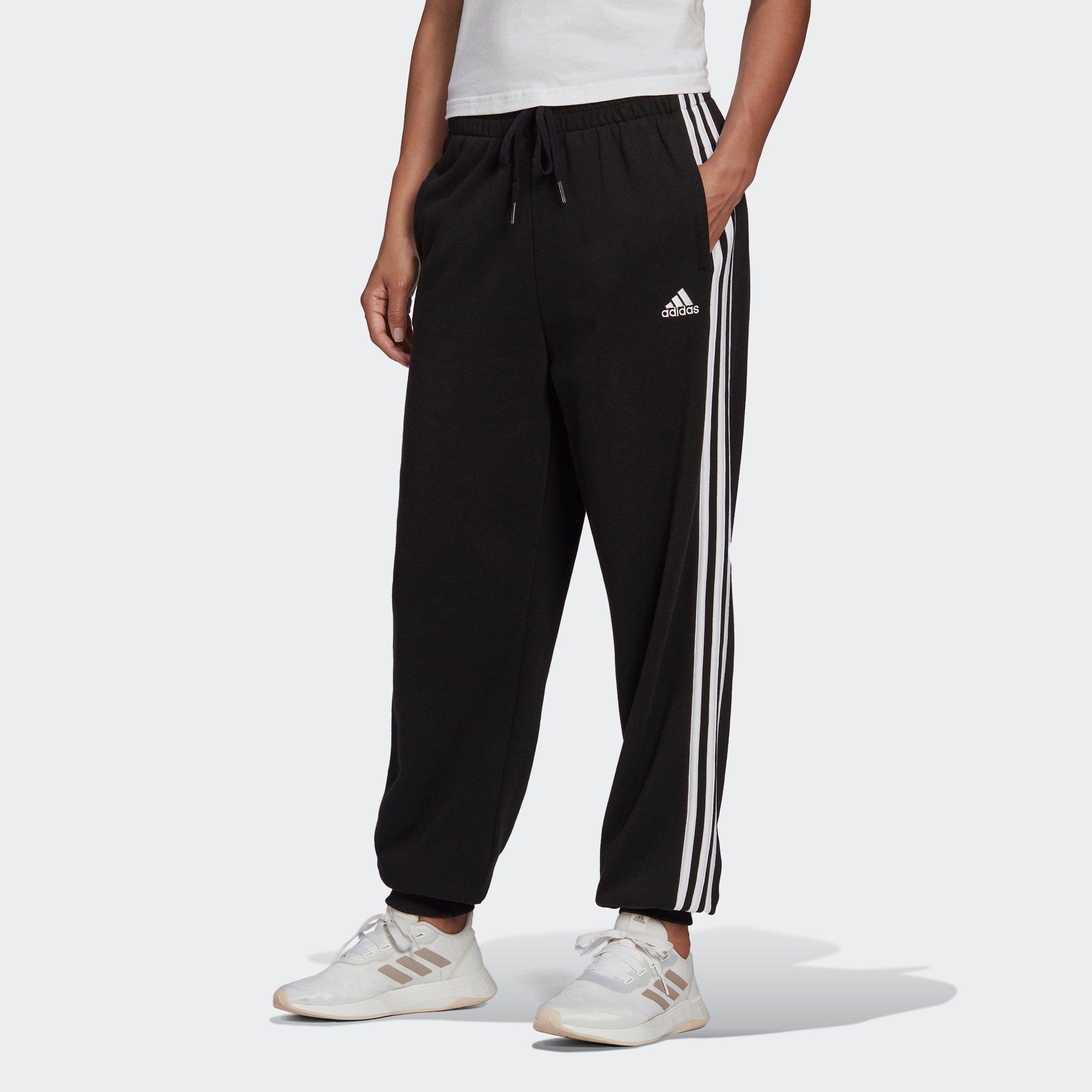 adidas Sportswear Sporthose ESSENTIALS STUDIO LOUNGE 3-STREIFEN HOSE (1-tlg) BLACK/WHITE