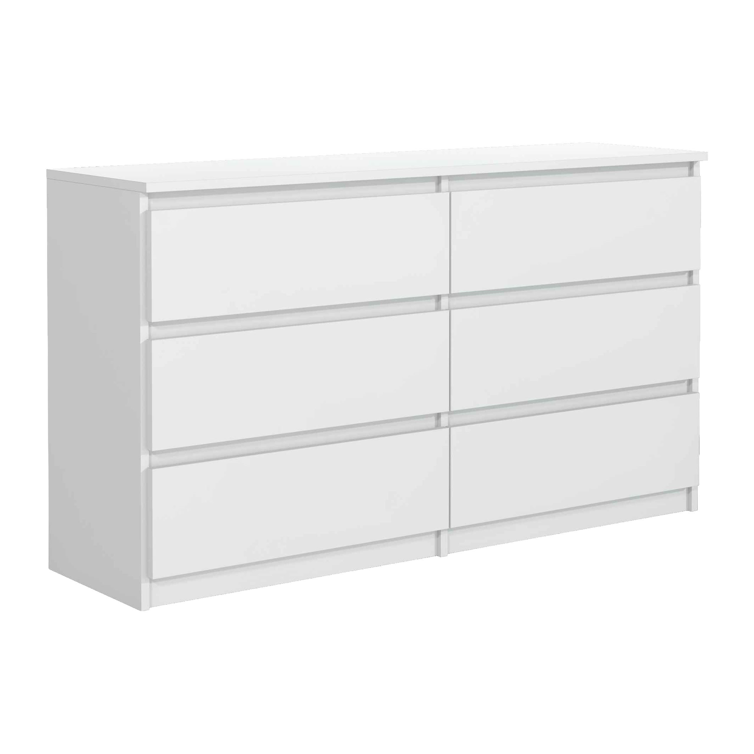 Masseno Kommode NUDO 100 cm Sideboard mit 6 Schubladen Weiß
