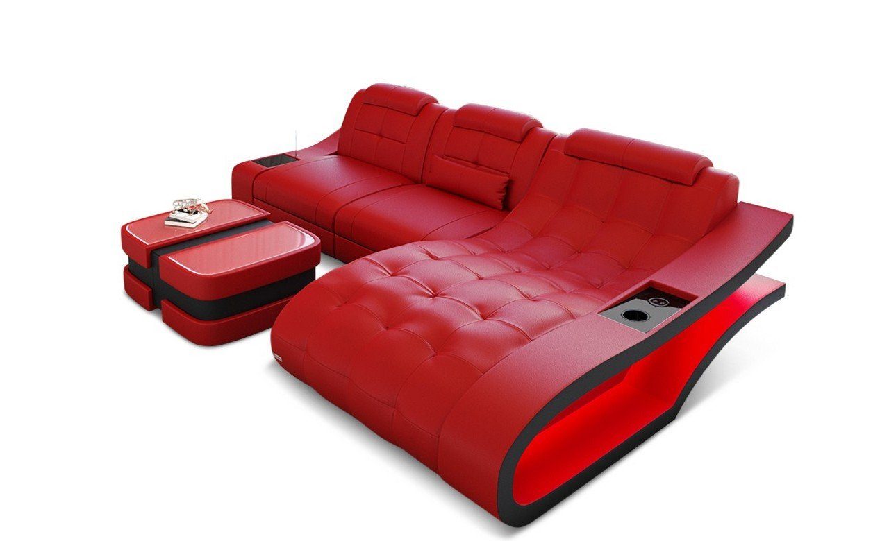 Sofa Dreams Ledersofa Bettfunktion mit Couch Sofa Ecksofa Ledercouch, mit LED, wahlweise Leder Elegante L-Form