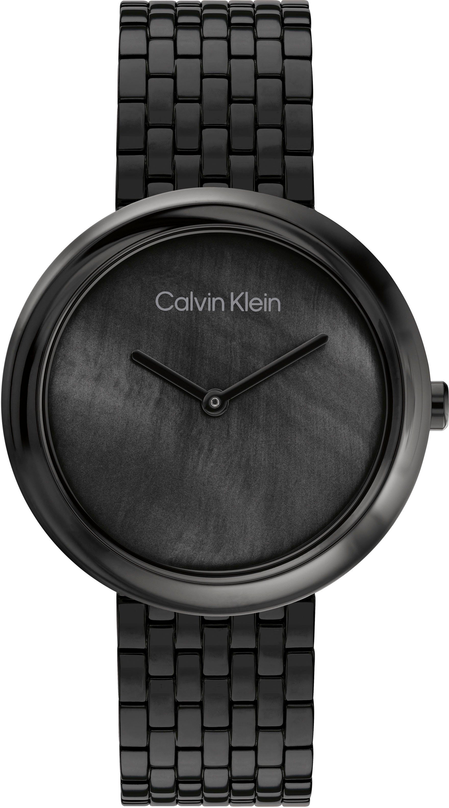 Calvin Klein Quarzuhr TWISTED BEZEL, 25200323, Armbanduhr, Damenuhr, Perlmutt-Zifferblatt