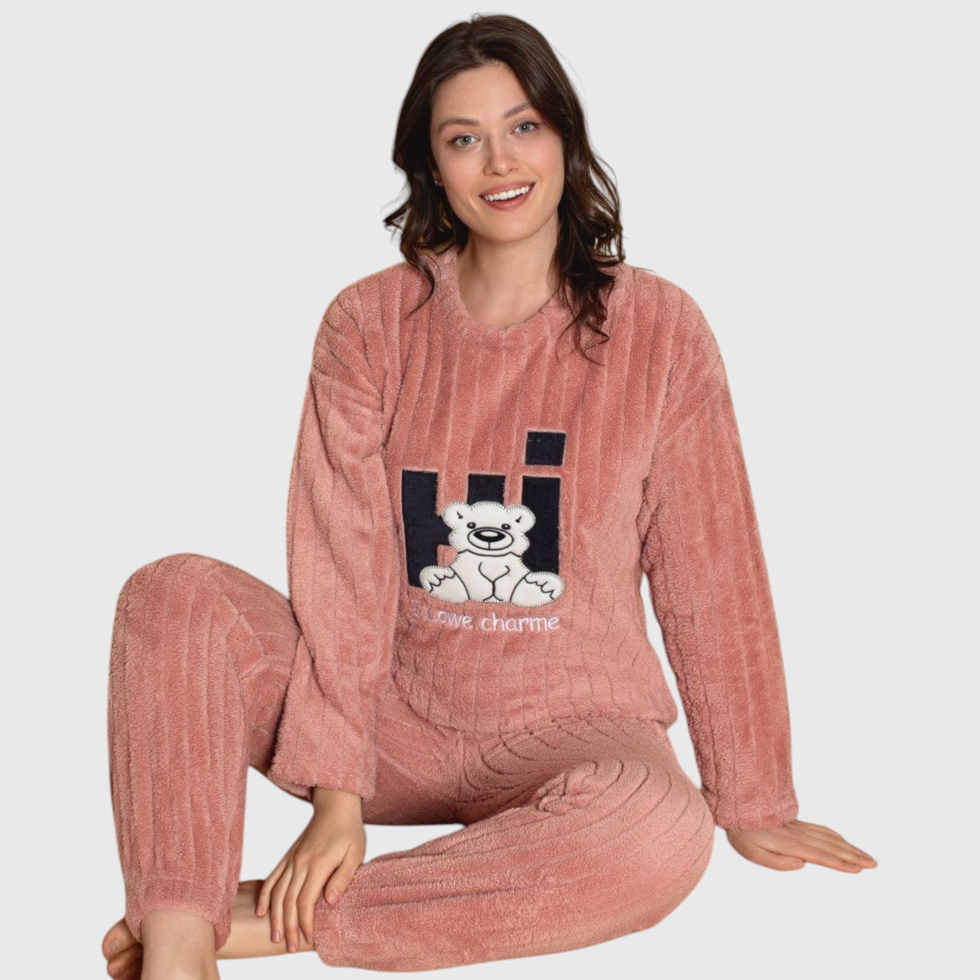fashionshowcase Hausanzug Damen Schlafanzug Plüsch Pyjama Loungewear in verschiedenen Цвета(ов)