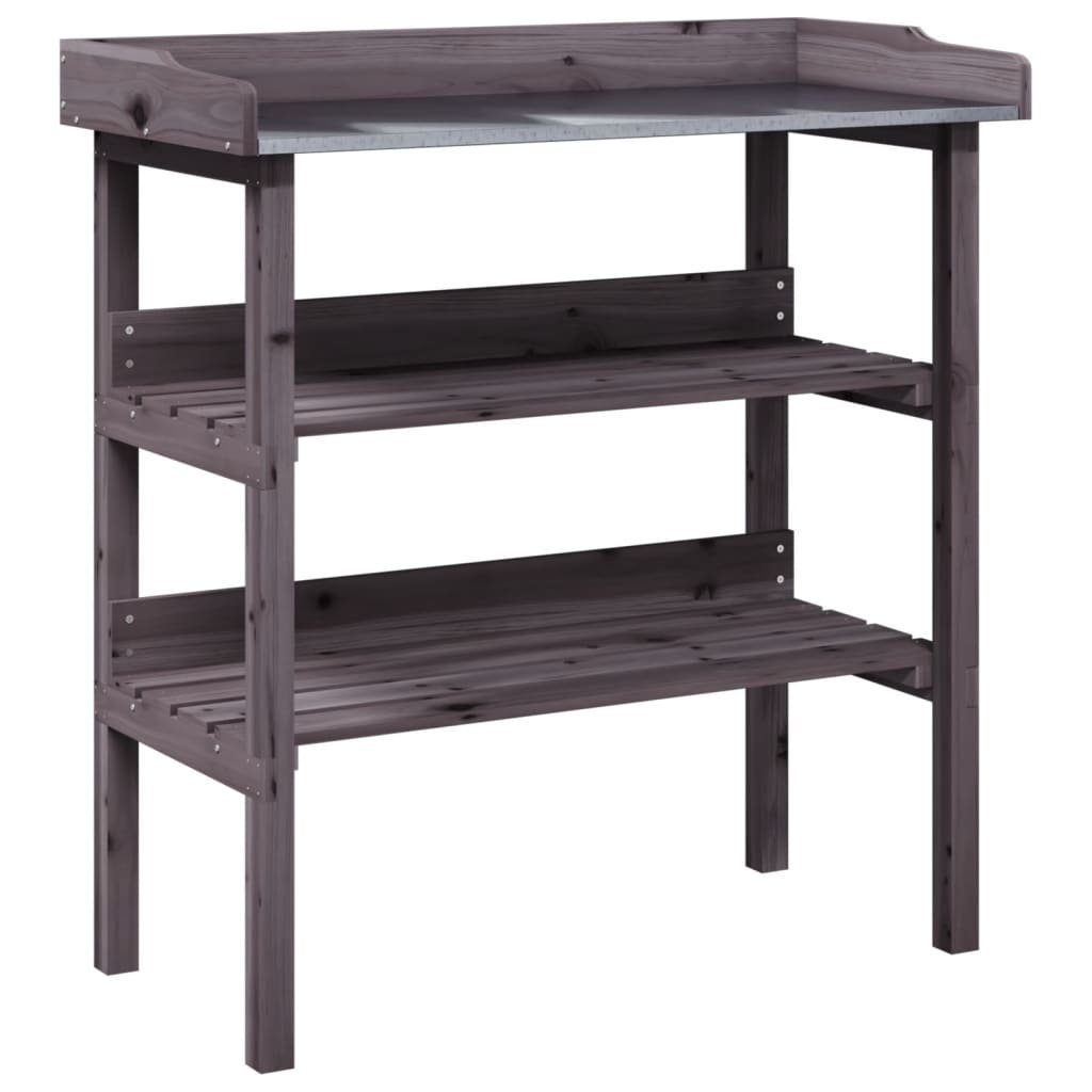 Thumbnail - vidaXL Gewächshaus Pflanztisch mit Ablagen Grau 78x38x82,5 cm Massivholz Tanne