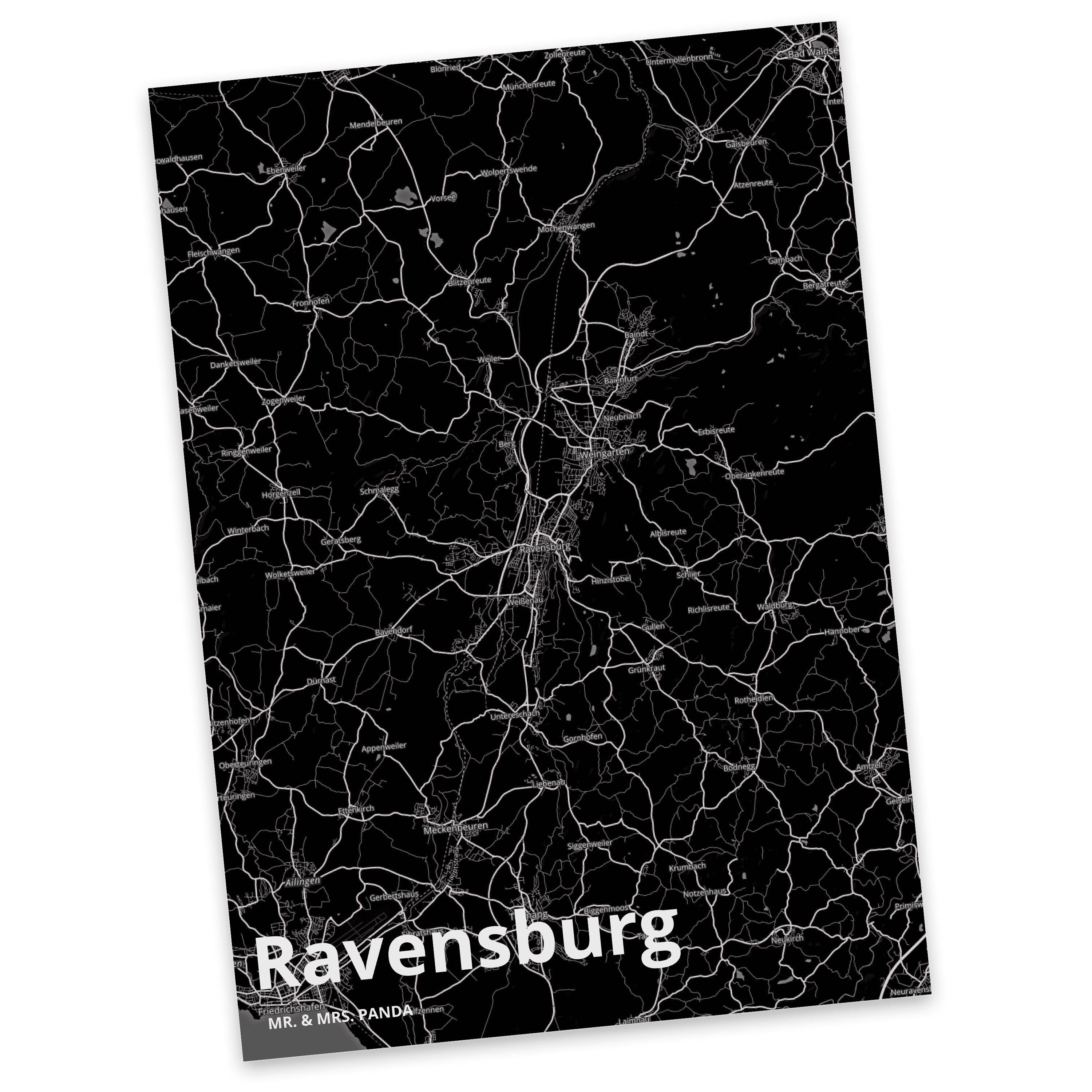 & Geschenk, Landkarte Ravensburg Stadt - Dorf Stadtplan, Mrs. Map Postkarte Einl Mr. Karte Panda