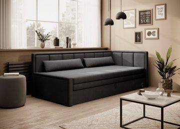 MOEBLO Schlafsofa FULO, Sofa mit Bettfunktion Couch für Wohnzimmer Polstersofa Wohnlandschaft, mit Schlaffunktion und Bettkasten, - (BxHxT): 214x77x82 cm
